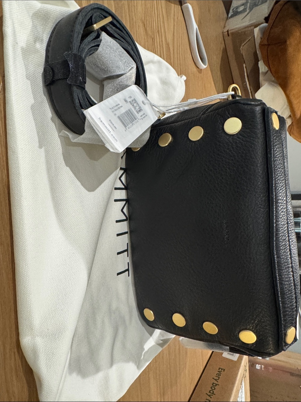 Hammitt Evan crossbody black/gold red zip